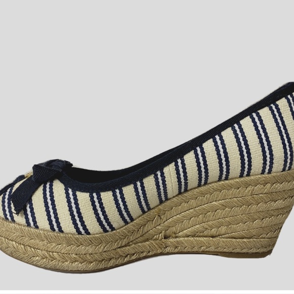 TORY BURCH NAVY ESPADRILLE WEDGE SIZE 8.5 - Picture 2 of 3